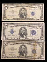1934 & (2) 1953 $5 Silver Certifcates