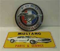 Mustang Logo and Yellow Parts and Service Sign