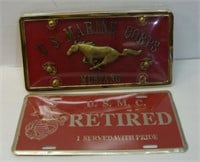 Two Marine Corp MUSTANG Plate Signs