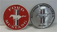Two MUSTANG Logo Signs - Red and Silver