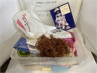 Tote of porcelain doll making accessories