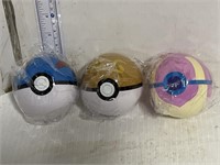 3 Pokémon balls w/ figures inside