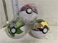 3 Pokémon balls w/ figures inside