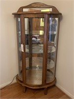 Oak Glass China Cabinet with 3 glass shelves
