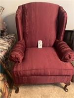 Burgandy upholstered arm chair