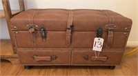 Leather trunk with wood Feet