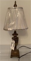 Table lamp with gold wood base