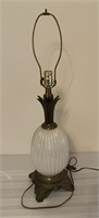 Vintage pineapple milk glass and bronze table lamp