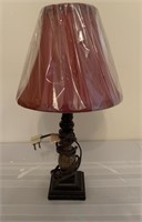 Small lamp with burgandy shade