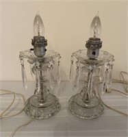 Pair of vintage boudoir lamp with crystal spear