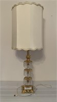 Gold filigree lamp with marble base and crystal