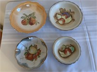 4 Fruit themed bowls: 7", 8", 10" and 10.5"