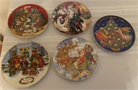 5 Avon Christmas Decorative Plates:  1991 - 1995