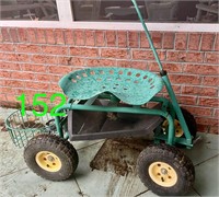 Garden cart, rolling scooter, work seat wagon
