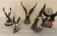 Eagle figurines and clock figurine