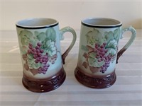 2 vintage hand painted Beer Stein Mugs with