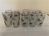 Libbey 4" frosted and silver leaf glasses