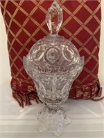 14" lead crystal covered compote