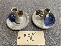 2 FOX LAKE CANDLE HOLDERS 6" X 4" TALL