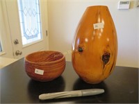 Handcrafted Wooden Bowl and Vase