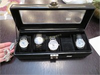 Four Wristwatches w/ Leather Watch Case