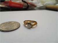 Engagement Ring & Band, 14k Gold, Diamond, 3.15gr