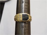 14k Gold, Diamond & Onyx Ring, Size 9.25, 5.9 gram