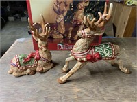 2 Porcelain reindeer and porcelain santa -