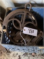 Crate of pulleys