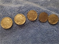 5X 1937 Indian Head Nickels