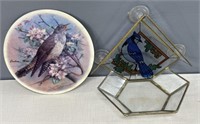 Vintage Window Birdfeeder and Deco Bird Plate