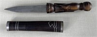 Vintage African Dark Wood Carved Dagger Knife