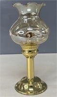 VTG- Spring Brass and Glass Candlestick Holder
