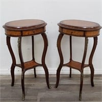 Pair of oval side tables with ormolu mounts