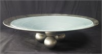 Vintage metal centerpiece bowl with frosted