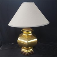 Vintage brass hexagonal urn shaped table lamp