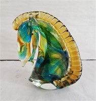 Art glass horse head sculpture