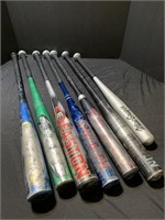 7 aluminum baseball bats various sizes (f)