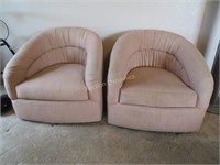 Pair, Upholstered Swivel Chairs