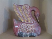 Stained Clay Swan, Approx. 10"