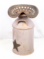 Vintage Metal Milk Can With Seat