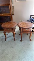 2 solid wood end tables with drawers