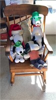 Kids wooden rocking chair and snoopy stuffed