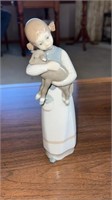 Porcelain Lladro  girl with lamb figure 8.5”