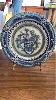 Decorative  pottery plate and stand