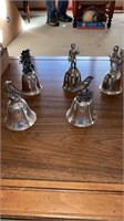 5 silver plate pewter bells