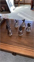 5 silver plate pewter bells