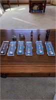 6 collector spoons and silver pewter figures