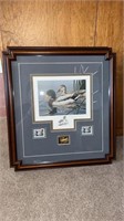 Framed and matted Wildlife print with stamps