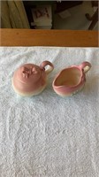 Hull art pottery bowknot sugar bowl and creamer